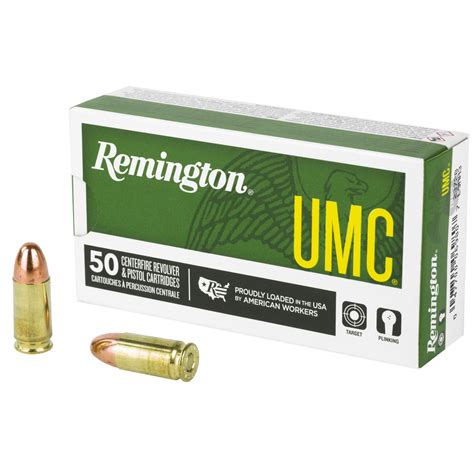 Remington Umc 9mm Ammunition Fmj 115gr 50rd Box 23728 City Arsenal