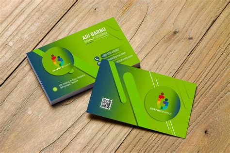 Simple Green Business Card Design - GraphicsFamily