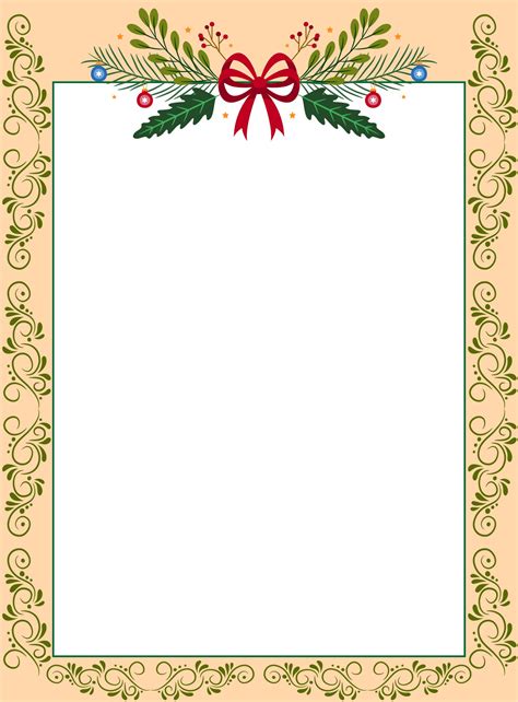 Printable Christmas Border Paper Stationery