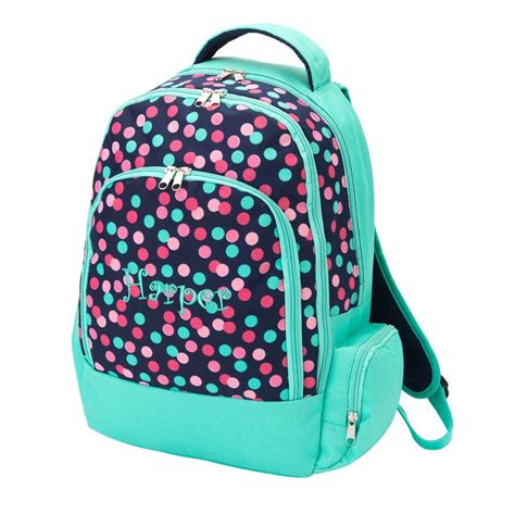 Personalized Backpack Bookbag Kids School Tote Bag Gray Mint Paisley