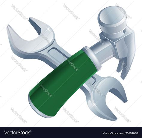 Crossed Hammer And Spanner Tools Royalty Free Vector Image