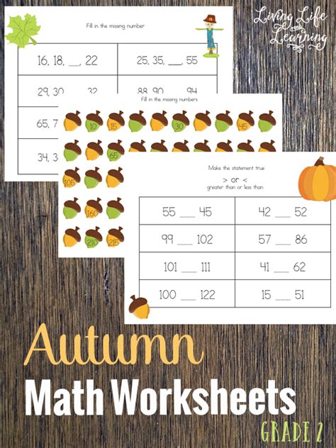 Autumn Math Worksheets For 2nd Grade
