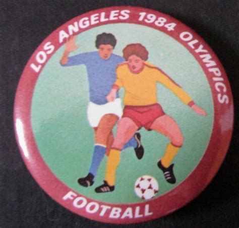 Vintage 1984 Olympics Los Angeles Football Pinback Button Pin Etsy