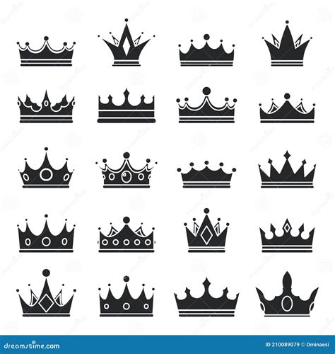 Medieval Royal Crown Queen Monarch King Lord Flat Deisgn Icons Vector