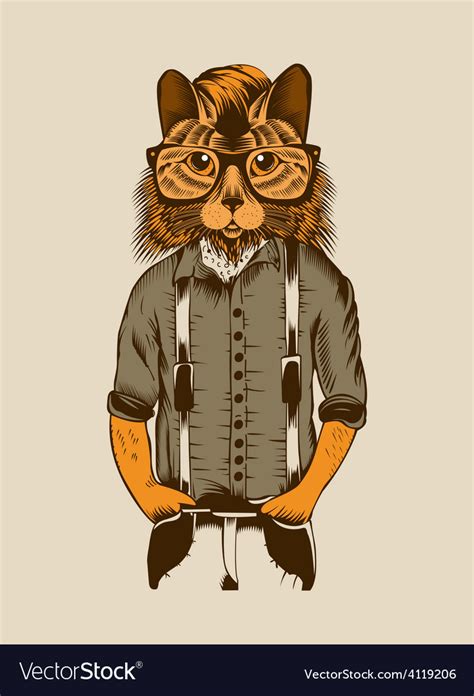 Hipster Cat Royalty Free Vector Image Vectorstock