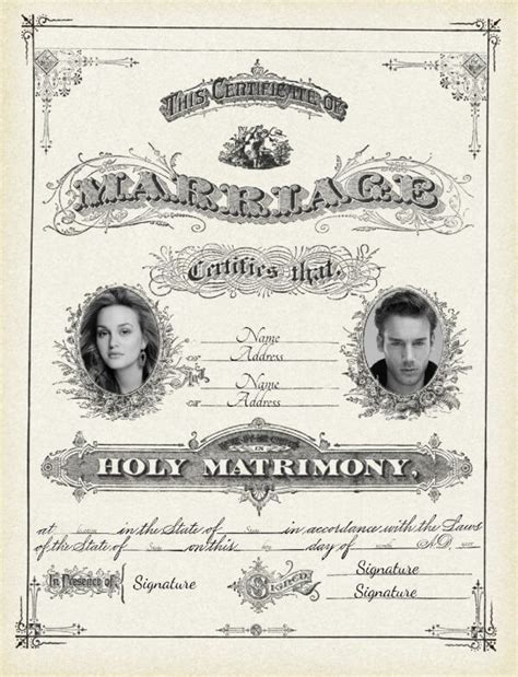 An Old Marriage Certificate With Two People In The Middle And One Person On The Bottom