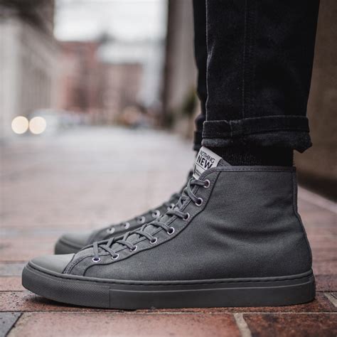 Mens Grey Canvas High Top Designer Sneaker Nothing New®