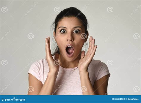 Young Beautiful Surprised Woman Amazed In Shock And Surprise With Mouth