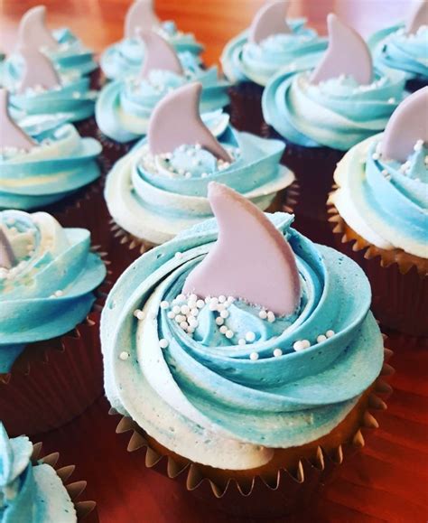 Shark Cupcakes Shark Birthday Cakes Ocean Birthday Cakes Shark Cupcakes