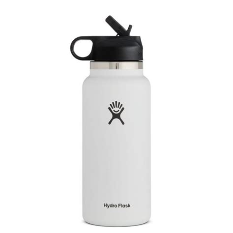 The Hydro Flask Water Bottle Has A Black Lid And Is White With A Skull