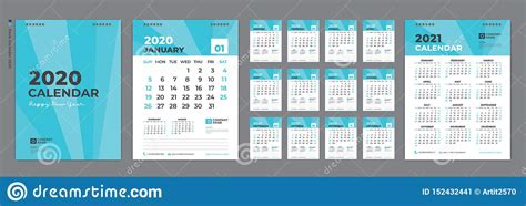 Desk Calendar 2020 Template Calendar 2021 Cover Design Week Starts Images