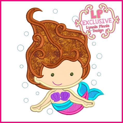 Underwater Mermaid With Bubbles Applique 4x4 5x7 6x10 7x11 Svg Etsy