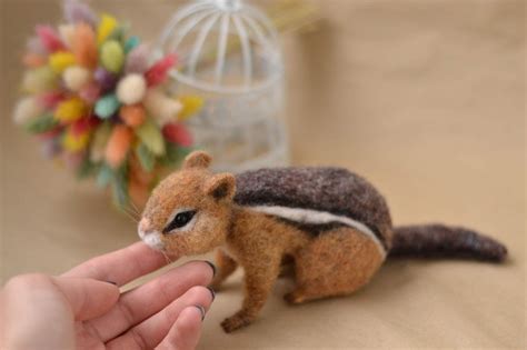 Chipmunk Needle Felted Made To Order Realistic Wool Felt Etsy Canada