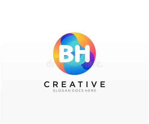 Bh Initial Logo With Colorful Circle Template Vector Stock Vector