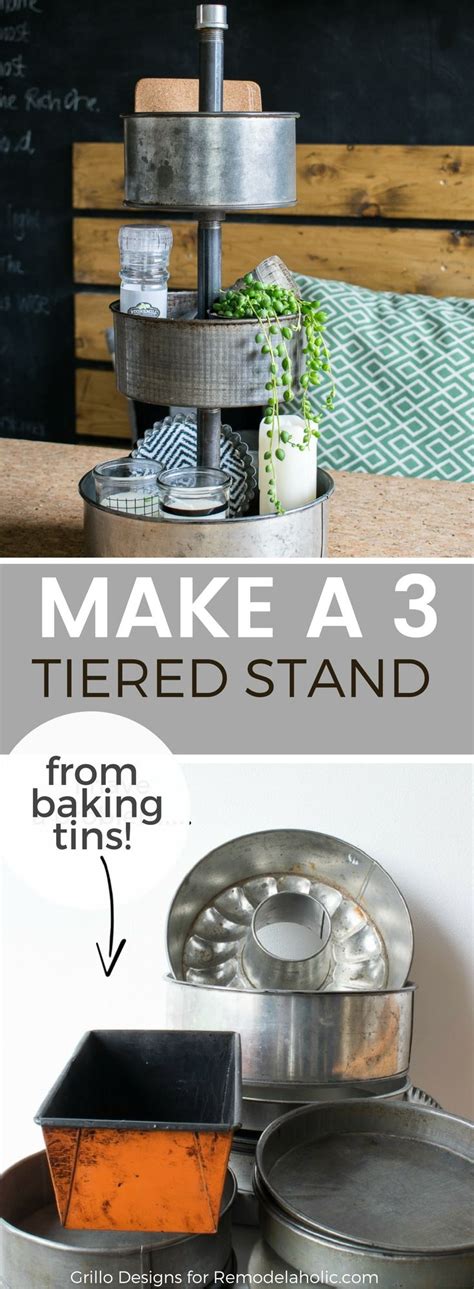 Diy Three Tiered Stand From Baking Tins Diy Home Decor Industrial