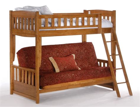 Night And Day Cinnamon Twin Over Futon Bunk Bed In Medium Oak