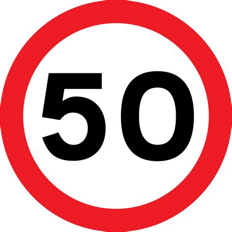 Maximum Speed 50 Road Sign Road Traffic Regulatory Prohibition We
