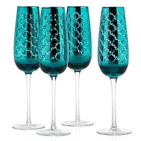 Pin By Sammie Russell On Teal And Silver Aqua Turquoise Crystal Stemware Champagne Flutes