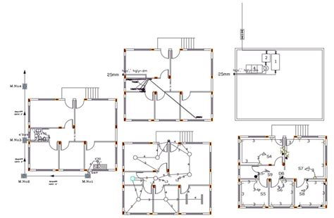 Bhk Autocad House Electrical And Plumbing Layout Plan Cadbull