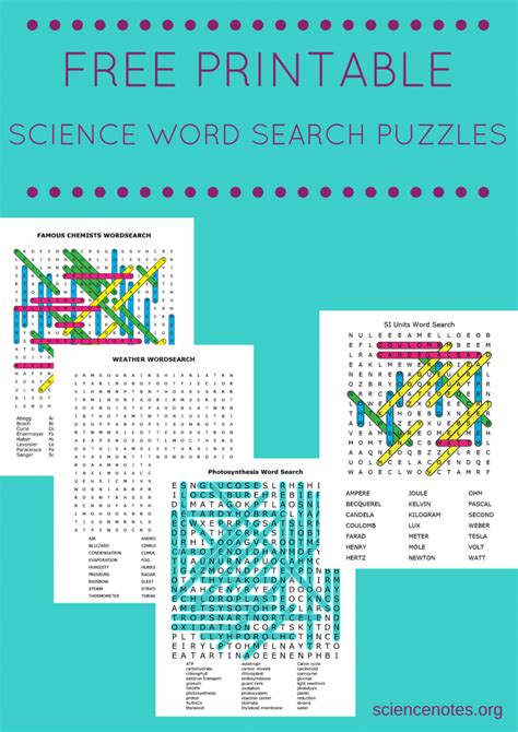 Free Printable Science Word Search Puzzles