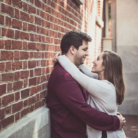 Beautiful Engaged Couple Against A Brick Wall In Old City Philadelphia Couples Portraits A