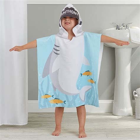 Discover everything from bathroom decor to kids towels in cute prints and styles. Shark Personalized Kids Hooded Poncho Bath Towel