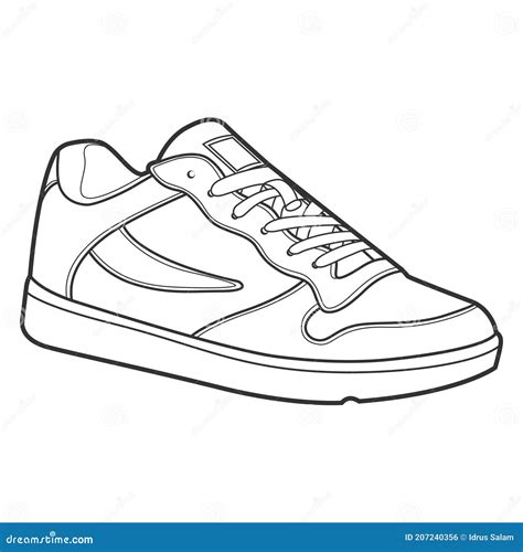 Shoe Line Drawing Shoes Sneaker Outline Drawing Vector Black Line