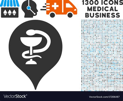 Hospital Map Marker Icon With 1300 Medical Vector Image