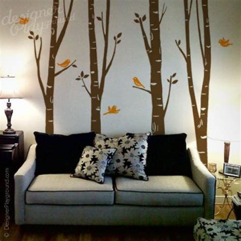Birch Tree With Cute Birds Wall Decal