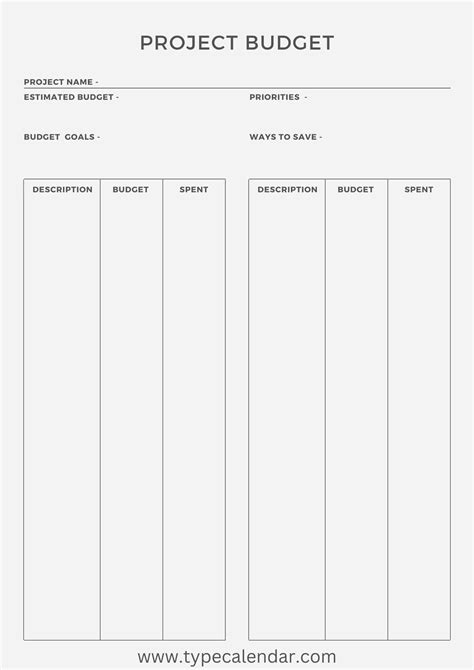 Printable Project Budget Template Get Your Project On Track With A Free
