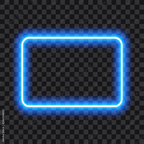 Blue Neon Border Isolated On Transparent Background Vector