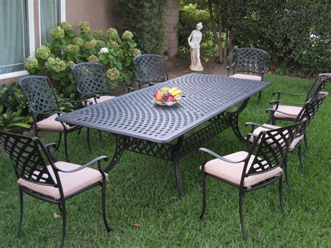Cast Aluminum Outdoor Patio Furniture 9 Piece Extension Dining Table