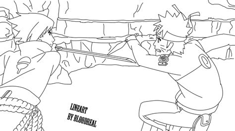 Sasuke Vs Naruto With Background Lineart By Advance996 On Deviantart