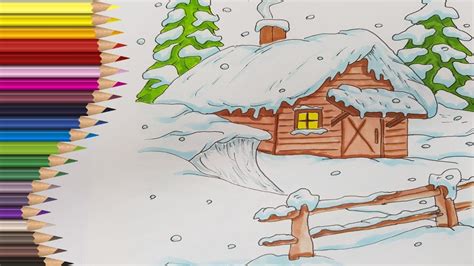 Planse De Colorat Pentru Copii Cu Peisaje De Iarna Peisaje Cu Brazi