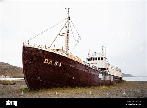 Abandoned Ship Westfjords Iceland Stock Photo Alamy