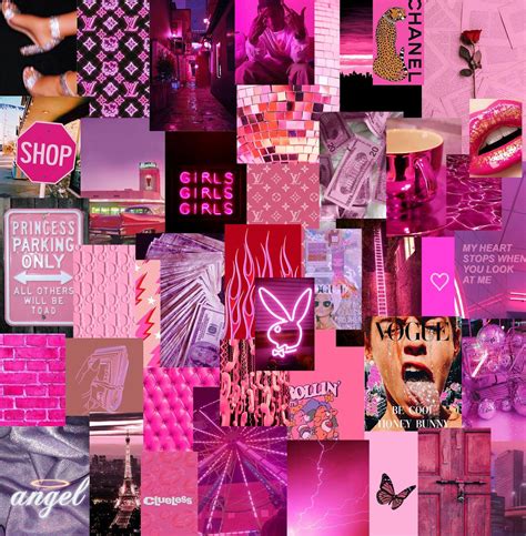 Neon Pink Colors Wall Collage Kit Wall Collage Picture Wall Bedroom