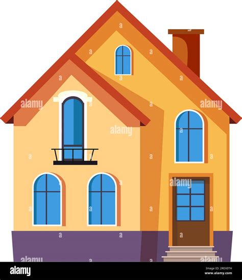 Three Storey Yellow House Vector Illustration Stock Vector Image And Art