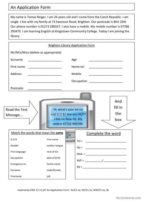 Filling In Forms Filling Forms English Esl Worksheets Pdf And Doc
