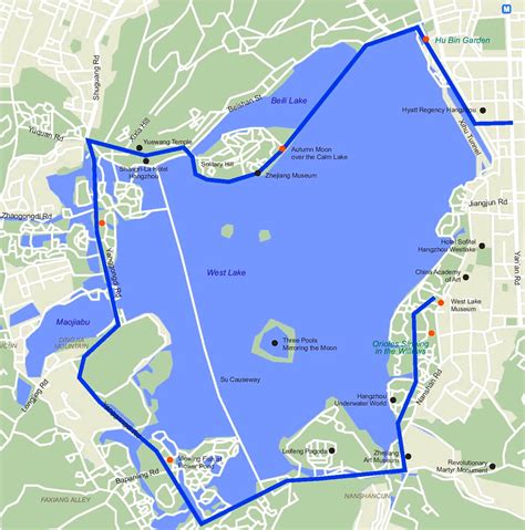 Hangzhou is one of china's biggest tourist attractions. Hangzhou West Lake map