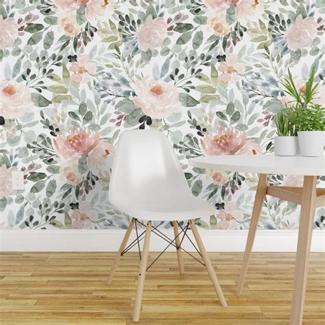 Peel And Stick Wallpaper 2ft Wide Flowers Floral Modern Watercolor