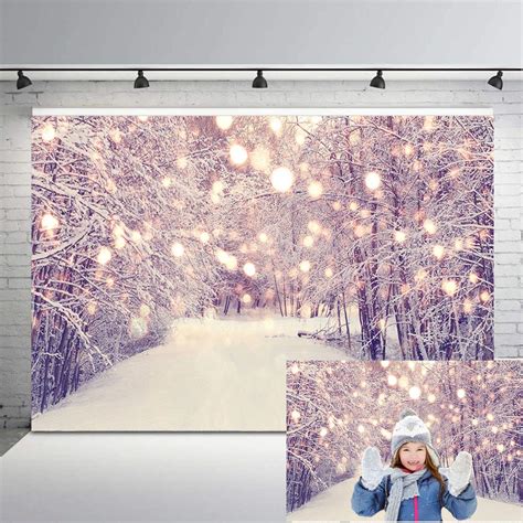 Mocsicka Winter Wonderland Backdrop Glitter Snow Forest Landscape