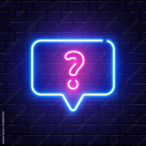 Neon Glowing Question Mark Quiz Neon Banner Color Neon Frame On Brick