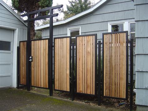 Amazing gallery of interior design and decorating ideas of black metal gate in bedrooms, home exteriors, living rooms, gardens, decks/patios, dining rooms, laundry/mudrooms, bathrooms, kitchens, entrances/foyers by elite interior. Decorative outdoor garden Panels | Metal Fabrication in Eugene, Oregon- AJ Fisher Metal ...