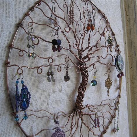 Jewelry Tree Copper Tree Of Life Wall Hanging Jewelry Etsy
