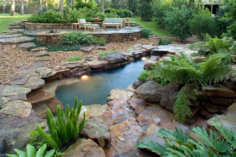 Natural Waterfall And Swimming Pool Exótico Piscina Houston De