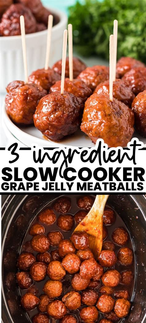 3 Ingredient Crockpot Grape Jelly Meatball Recipe Chicken Beef Pork