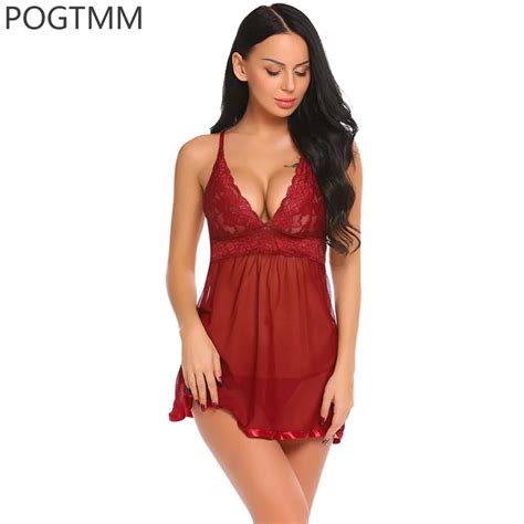 Ohyeahlover Lenceria Sexy Hot Off Shoulder Red Lingerie Dress For Sex Woman Lace Nightwear Tenue