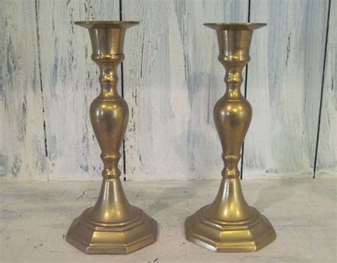 Vintage Solid Brass Pillar Candle Holder Set Of 2 Home Decor Etsy