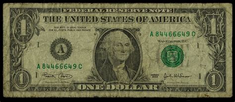 One Dollar Bill Circulated