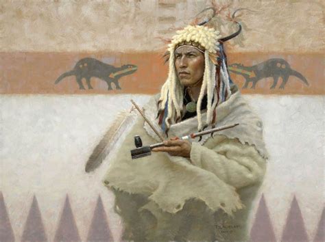 A Painting Of A Native American Man Holding Two Arrows
